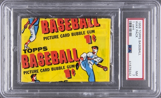1956 Topps Baseball Unopened One-Cent Wax Pack - PSA NM 7